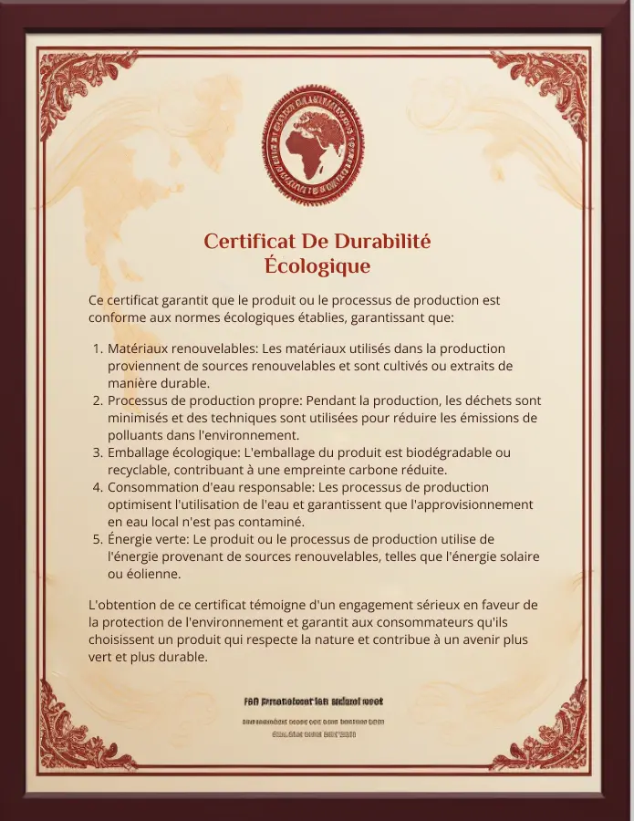 Certificat de durabilité écologique pour Visiorax