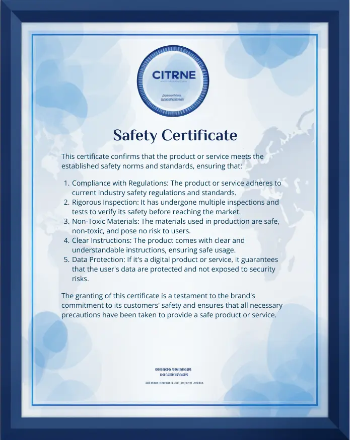 Official Safety Certification Document