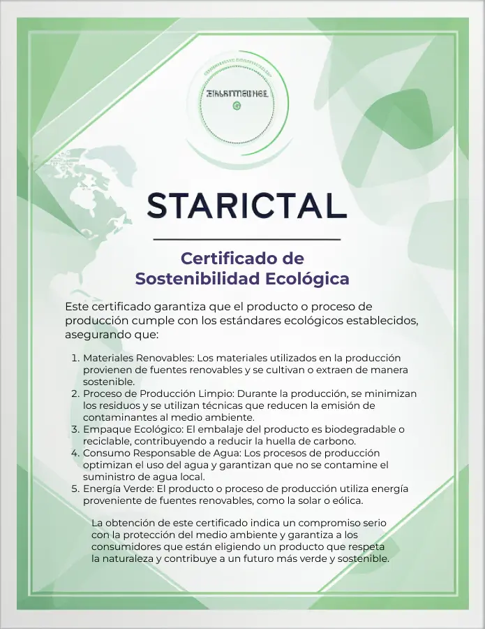 Certificado verde de sostenibilidad ecológica