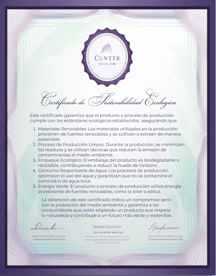 Sello distintivo del Certificado de Sostenibilidad Ecológica