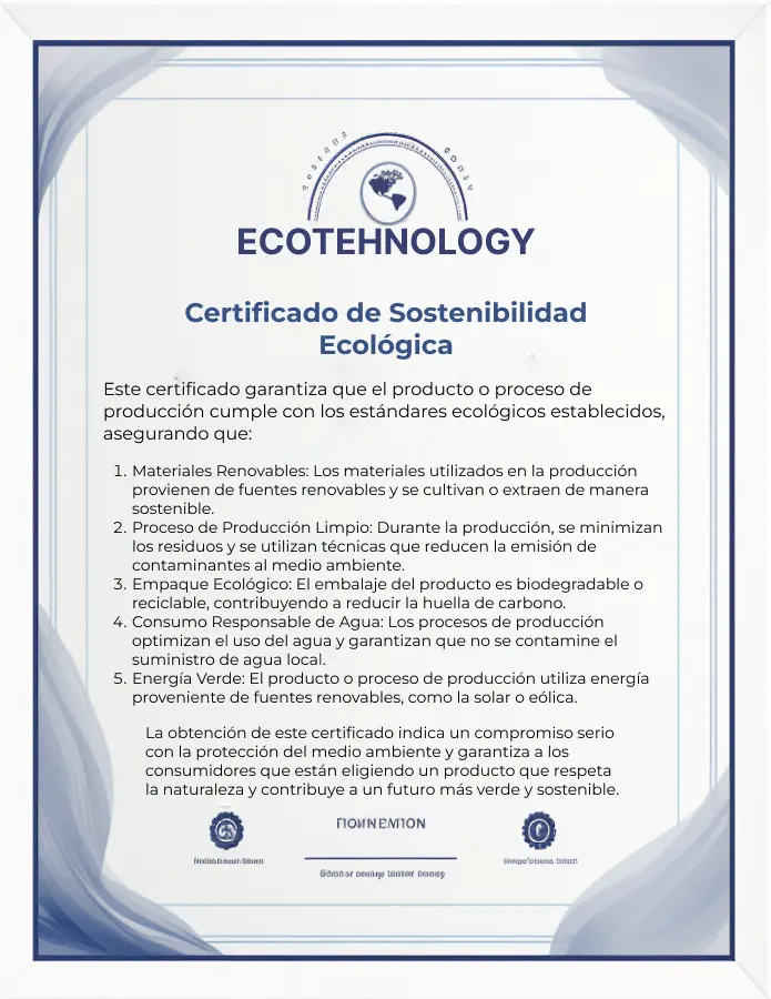 certificado blanco de sostenibilidad ecológica