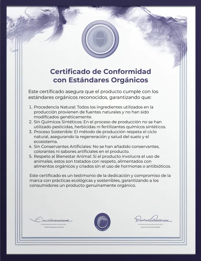 Certificado de conformidad orgánica