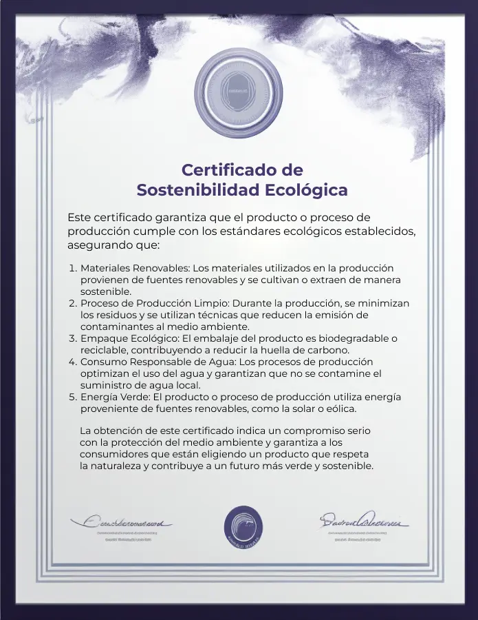 Certificado de sostenibilidad ecológica