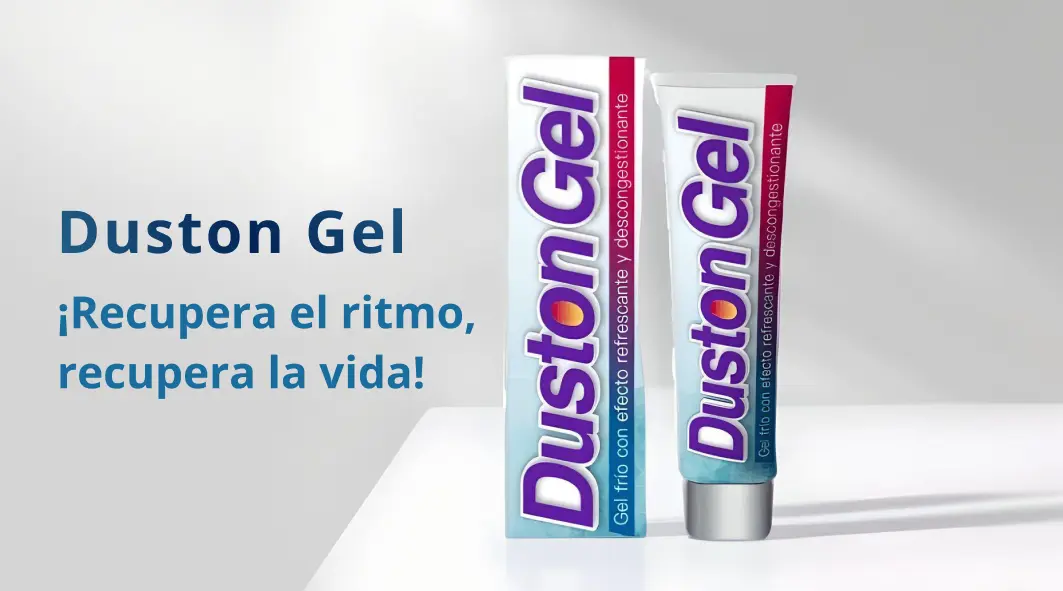 Tubo de crema Duston Gel en fondo blanco