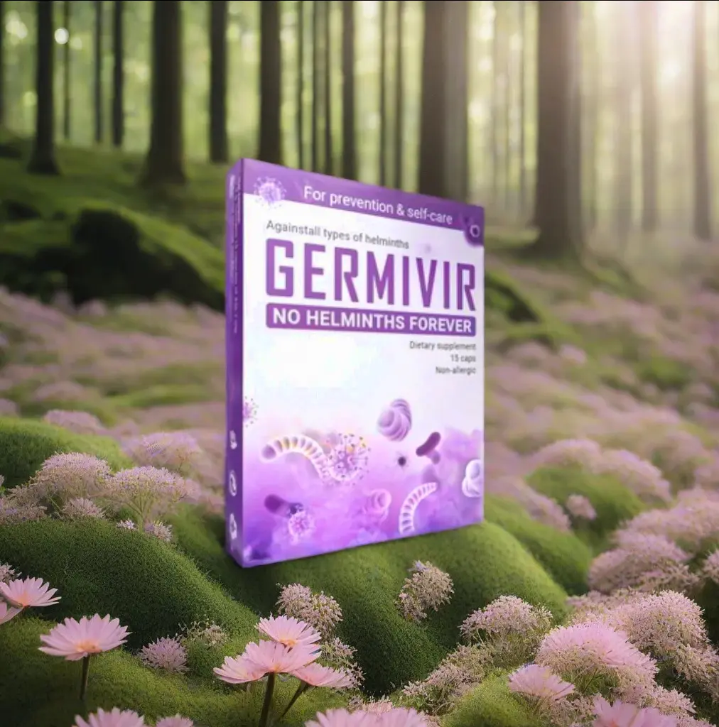 Germivir-Verpackung vor natürlicher Kulisse als Symbol der Natürlichkeit