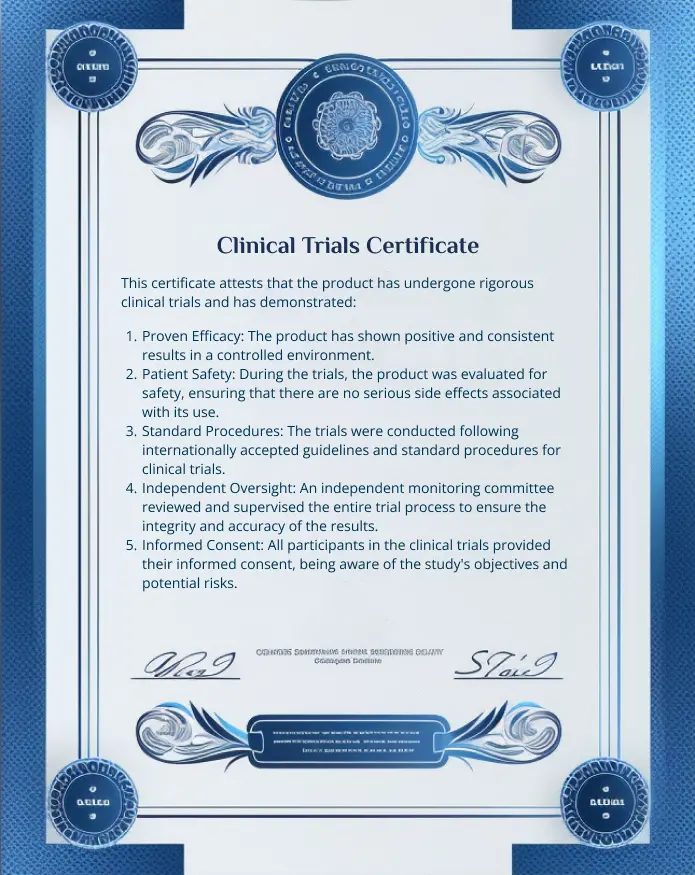 Clinical trials certification document