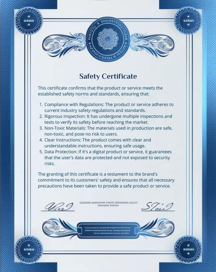 Awarded safety certificate