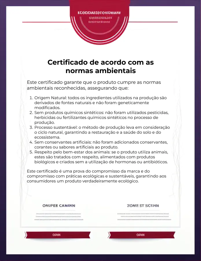 Certificado de Conformidade com Padrões Orgânicos