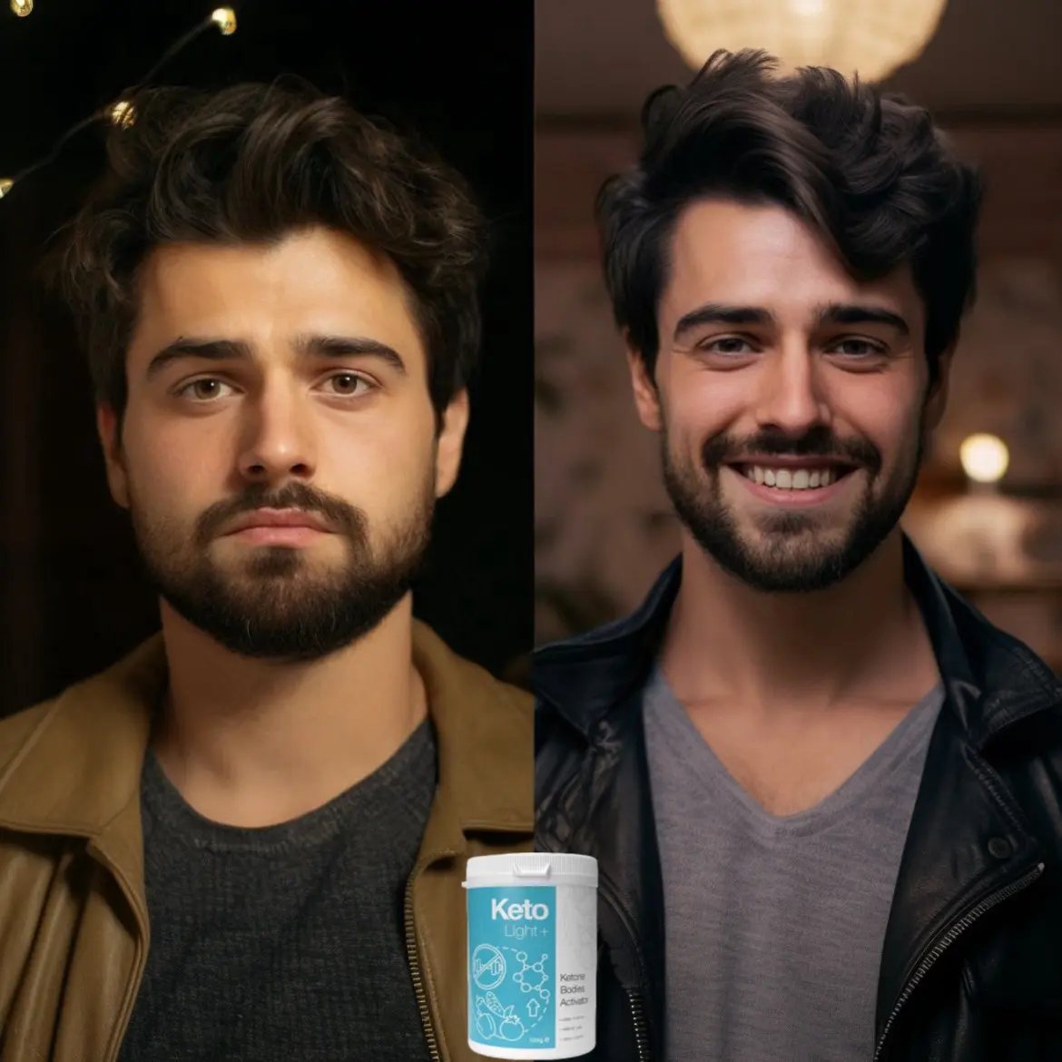 Hombre antes y después de usar Keto Light+