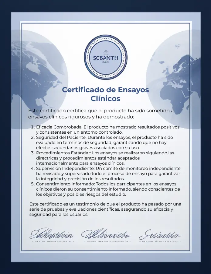 Certificado de pruebas y ensayos clínicos realizados