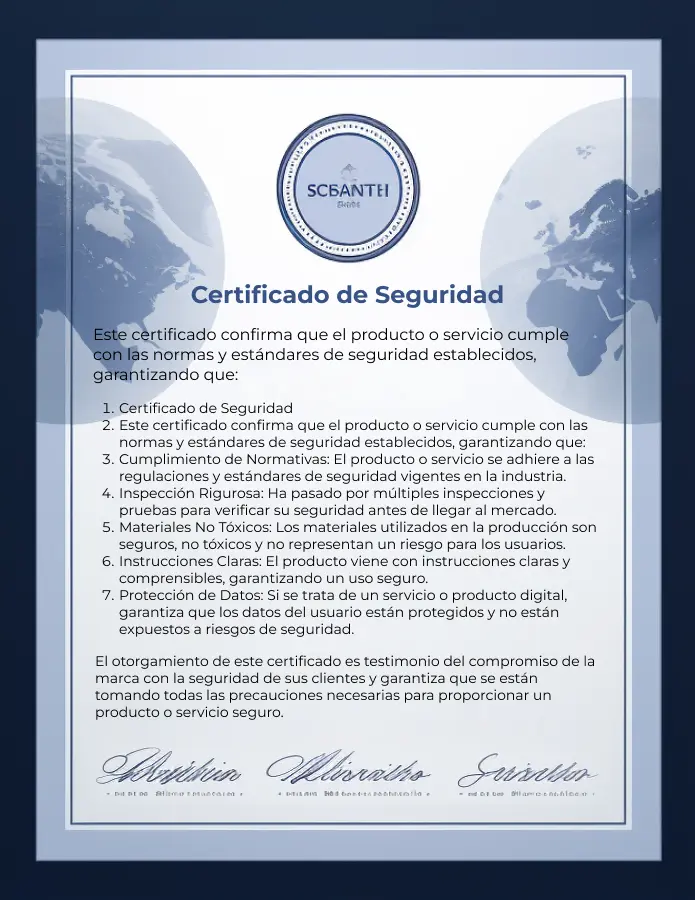 Certificado de seguridad del producto