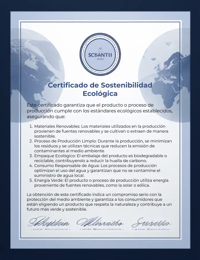 Certificado de prácticas ecológicamente sostenibles