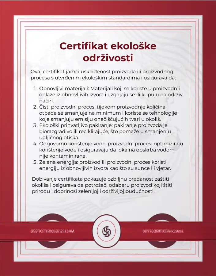 certifikat ekološke održivosti