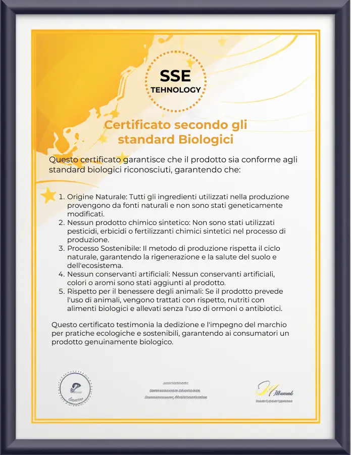 Certificato di conformità agli standard biologici