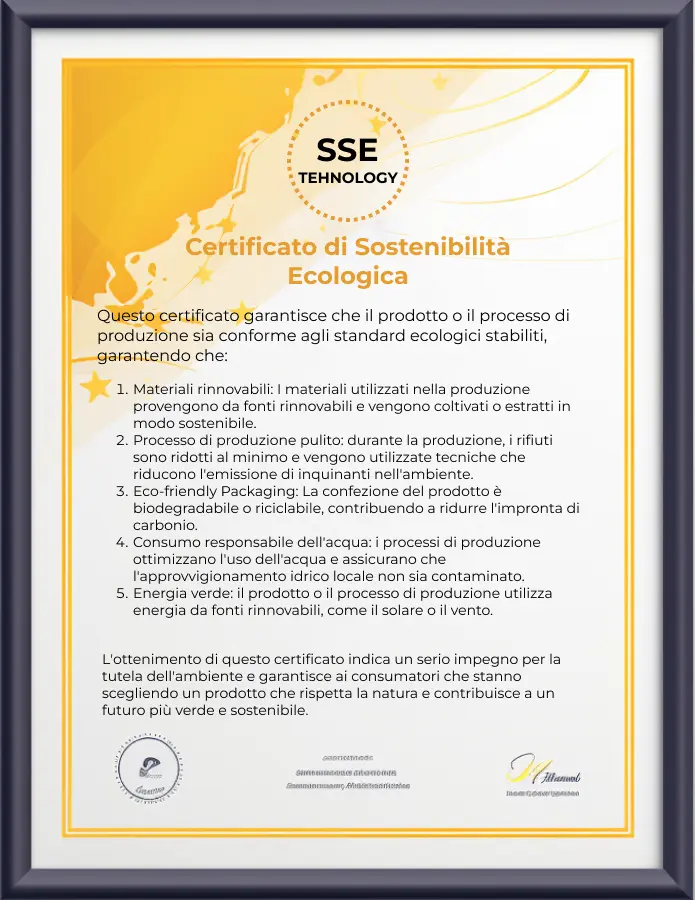 Certificato di sostenibilità ecologica