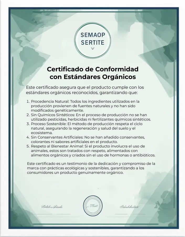 Certificado de Cumplimiento de Normas Orgánicas