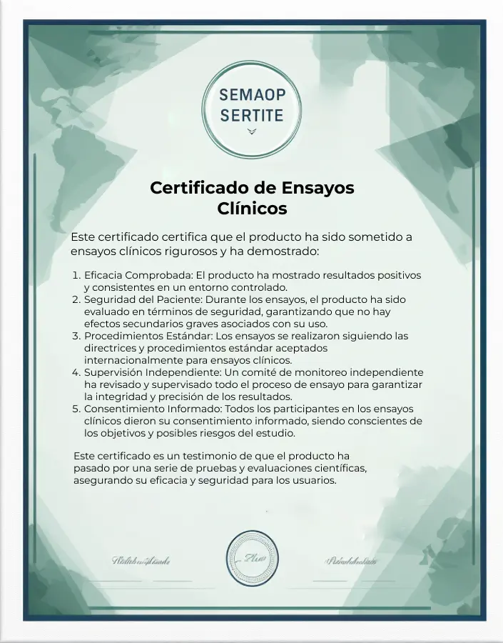 Certificado de pruebas clínicas