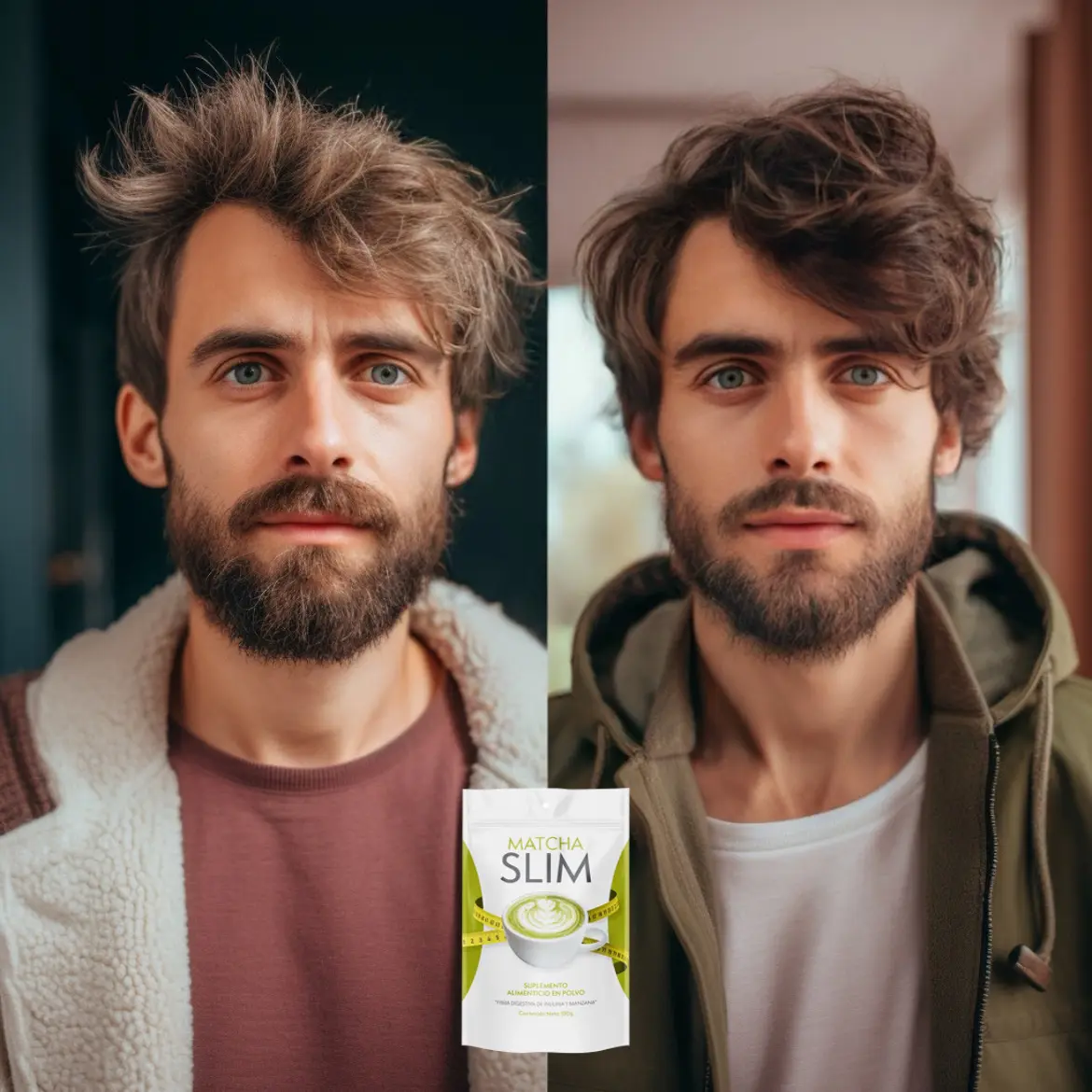 Mann integriert Matcha Slim in seine Morgenroutine