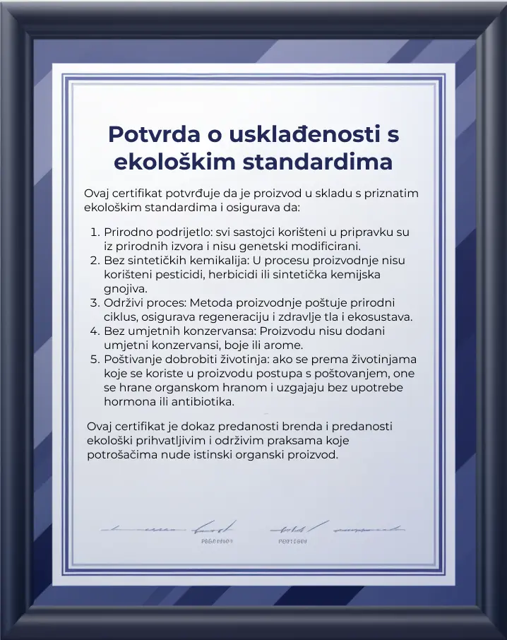 Certifikat o sukladnosti s organskim standardima