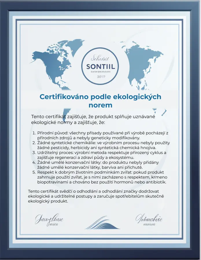 Certifikát souladu s organickými standardy