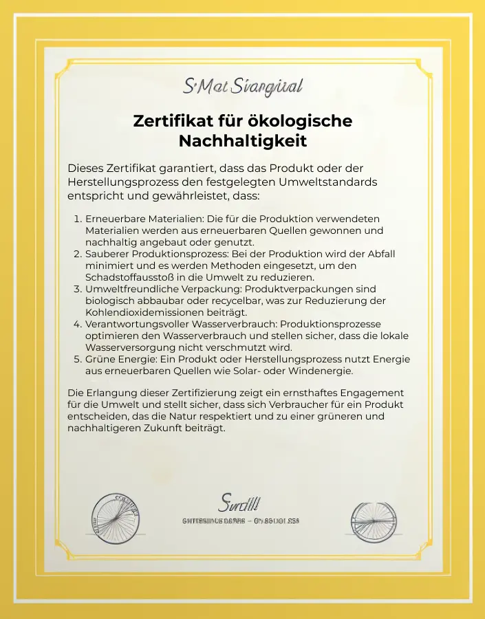 Ökologisches Nachhaltigkeitszertifikat