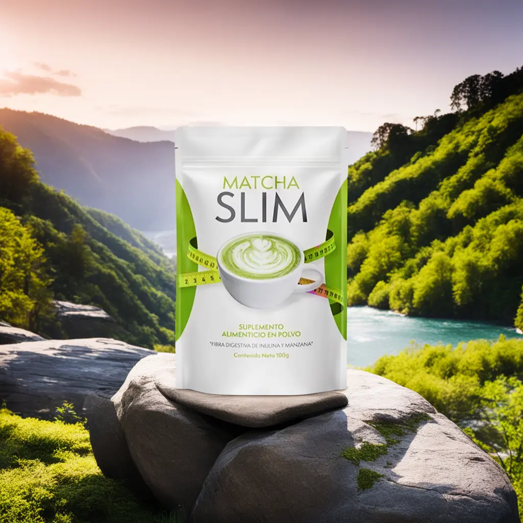 Emballage Matcha Slim sur fond naturel, symbole de la naturalité du produit