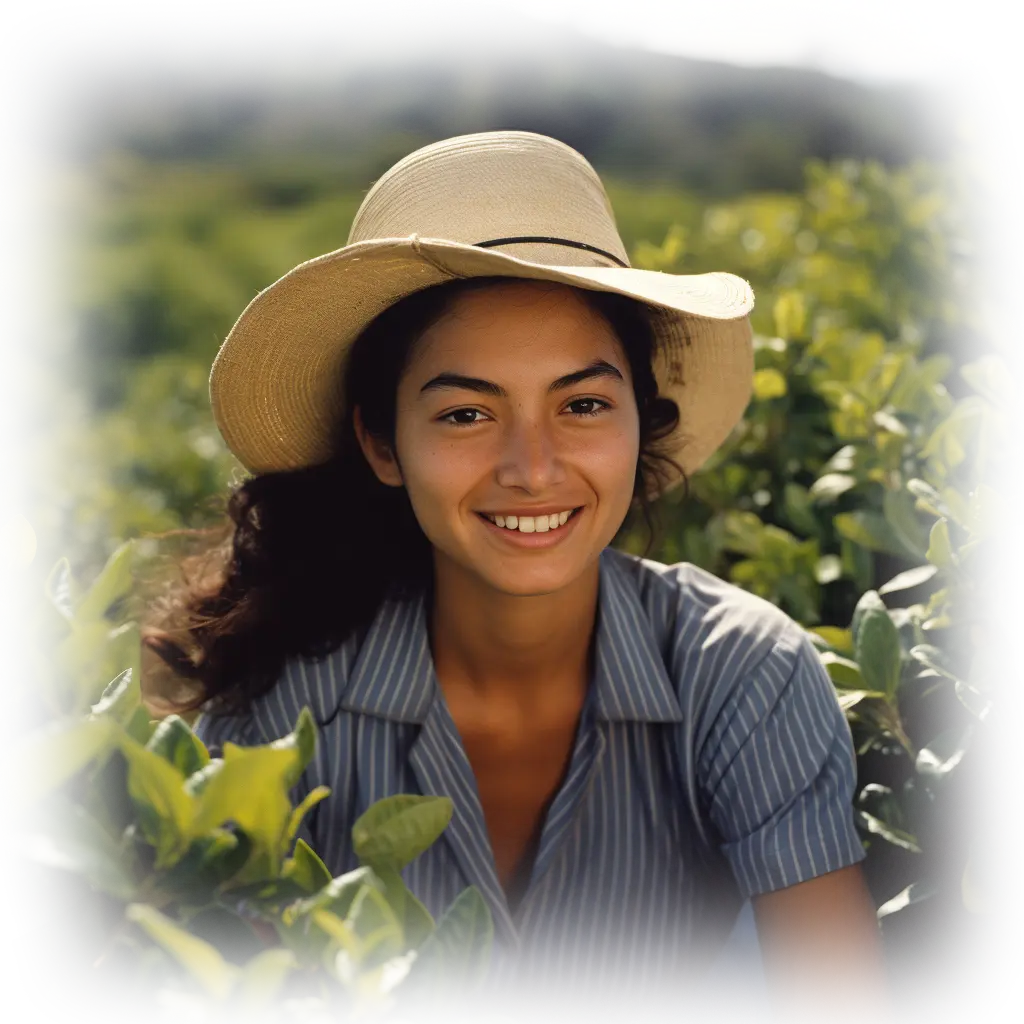 Chica feliz disfrutando en una plantación de té verde