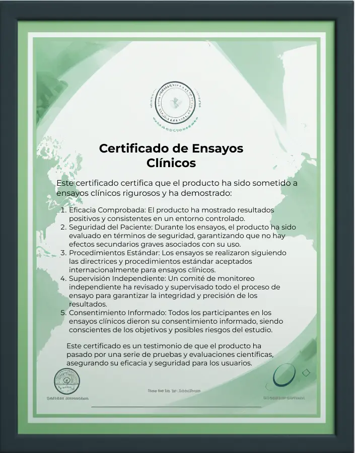 Certificado para ensayos clínicos