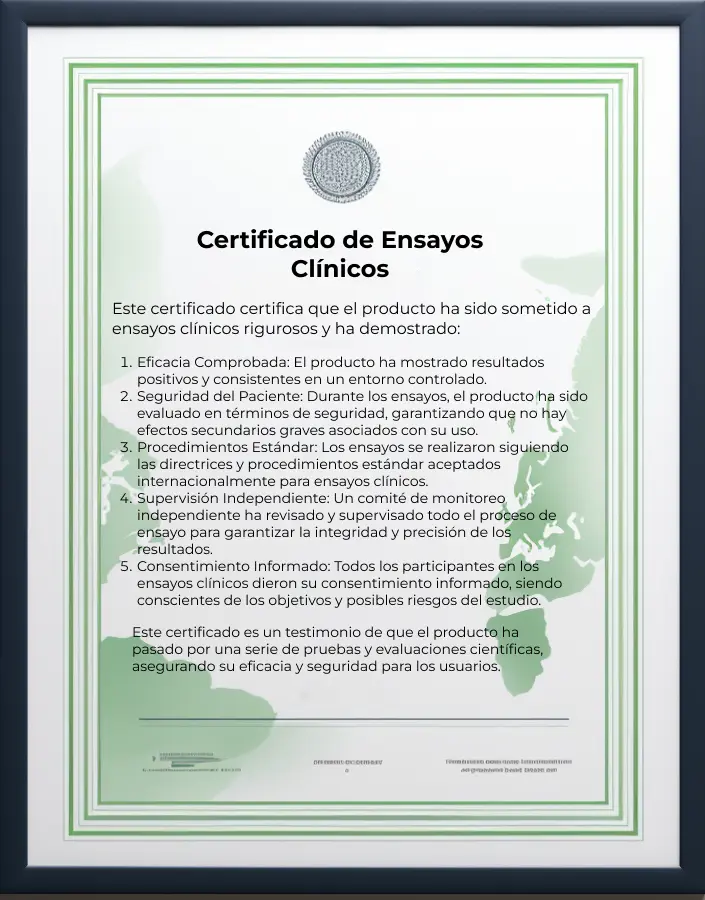 Certificado de pruebas clínicas