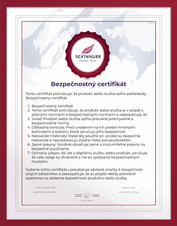 certifikát bezpečnosti