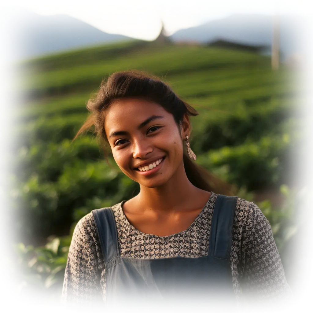 Chica sosteniendo una taza de té matcha y haciendo gesto de aprobación con el pulgar hacia arriba