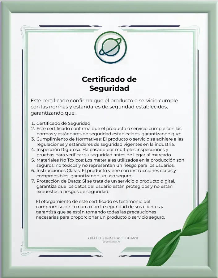 Certificado de seguridad del producto