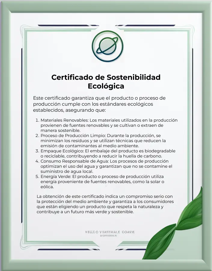 Certificado de sostenibilidad ambiental