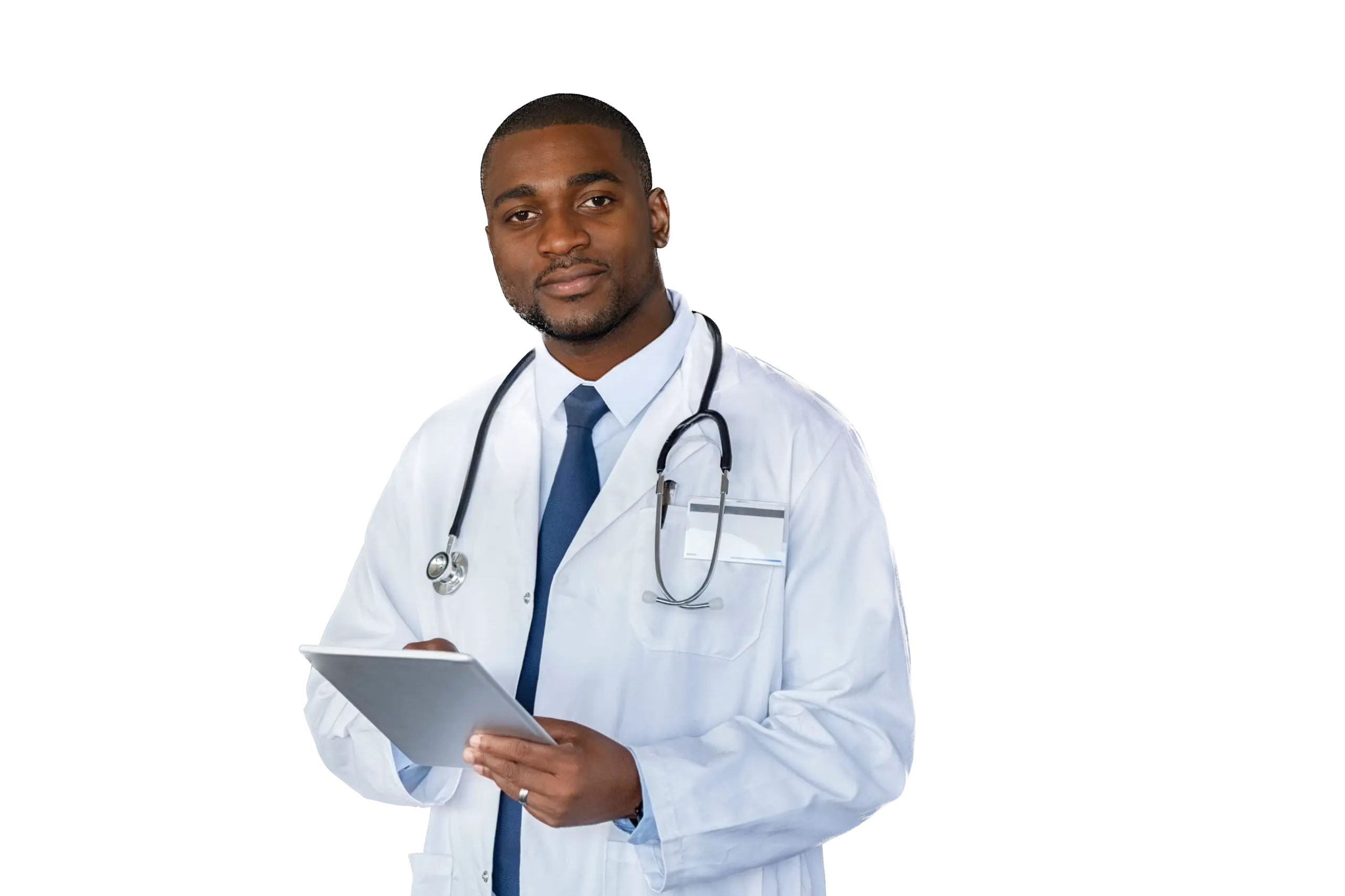 Doctor expert at computer managing a website