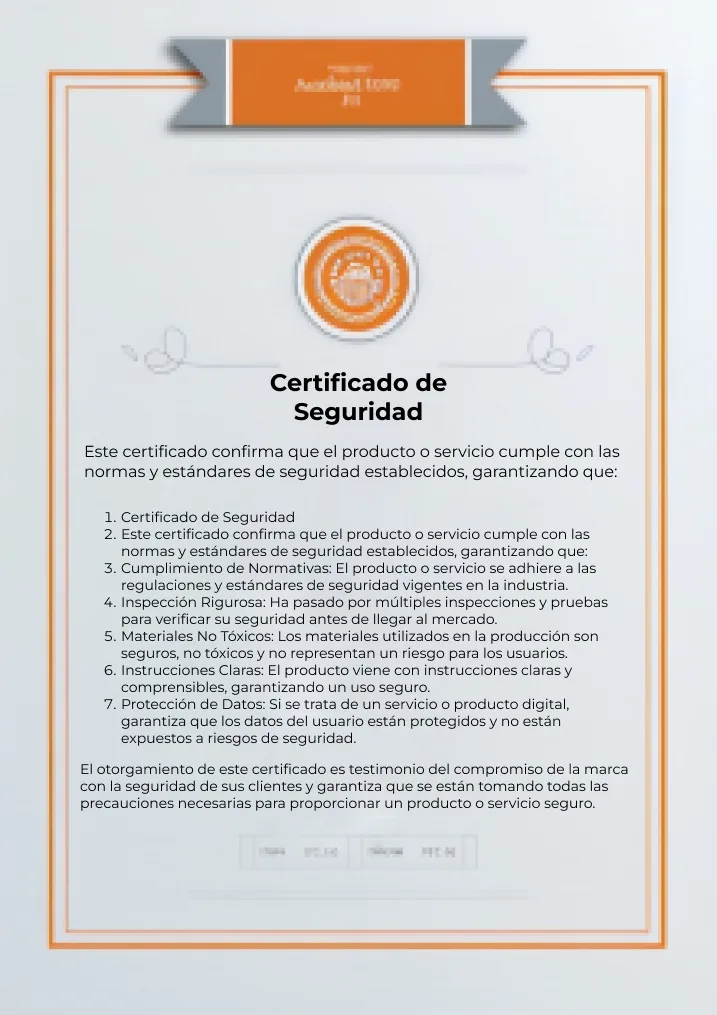 certificado de seguridad oficial con sello de aprobación