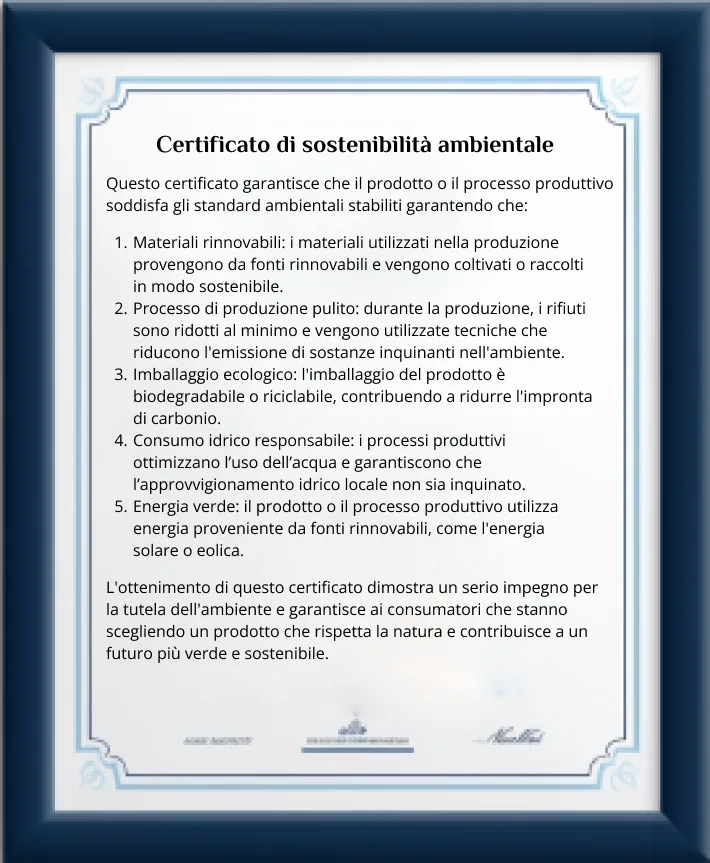 certificato di sostenibilità ambientale