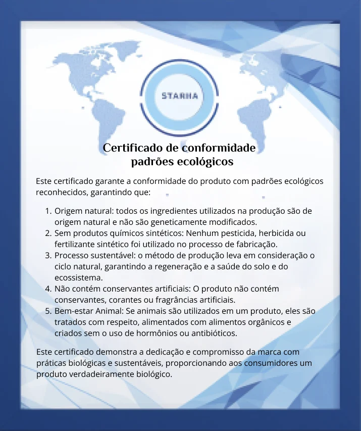 certificado de conformidade com padrões orgânicos