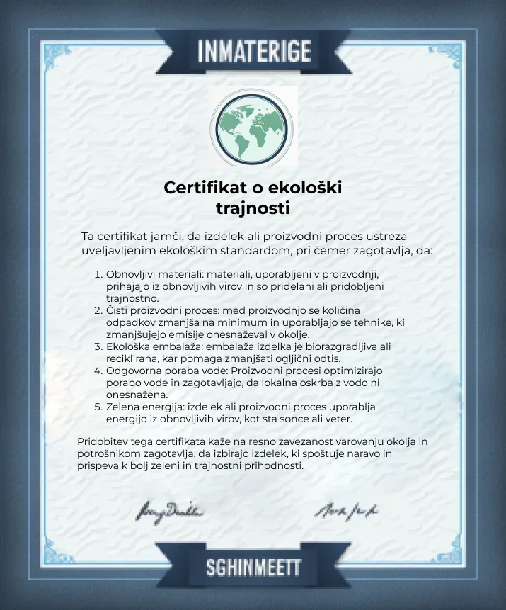 certifikat o okoljski trajnosti